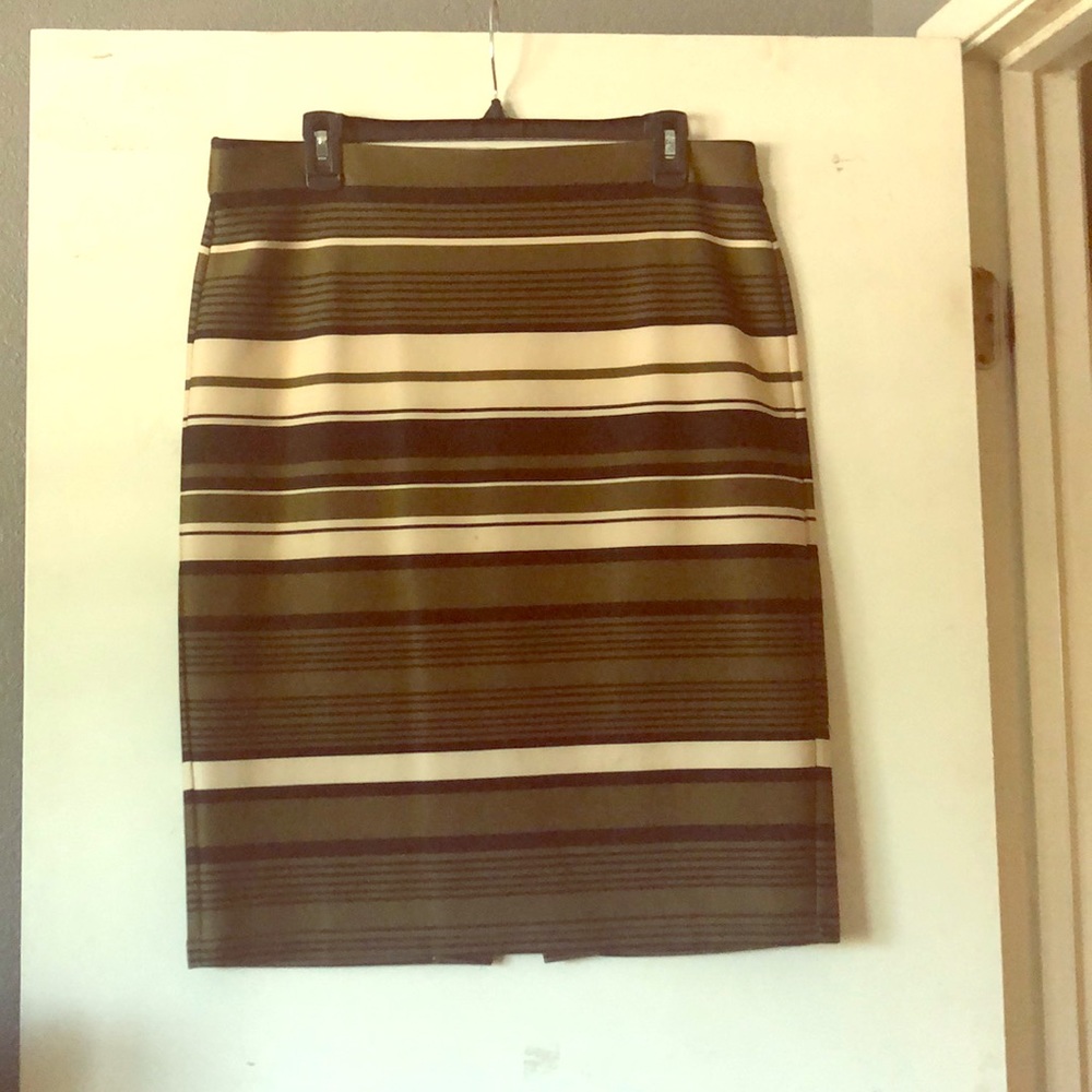 Army green striped skirt